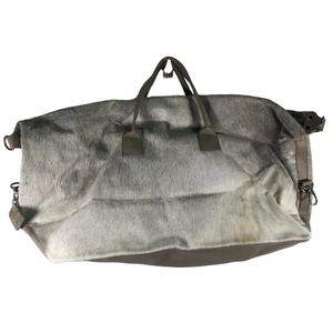 Madisons Inc Cow Hide Weekend Duffel Bag, Women's Size Large -Grey/White